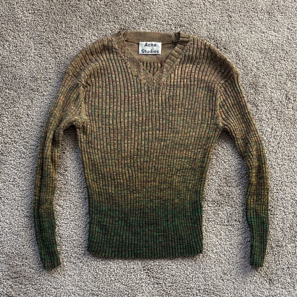 Acne Studios Green and Brown Ribbed Sweater